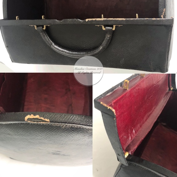 Louis Vuitton Doctors Bag Cabin Train Case Antique Black Grained Leather Rare - Picture 10 of 15